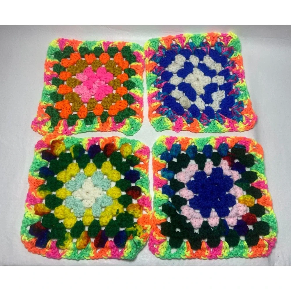 VTG Handmade Crocheted Potholders Hot‎ Pads Coaster Granny Cottage Core Lot of 4